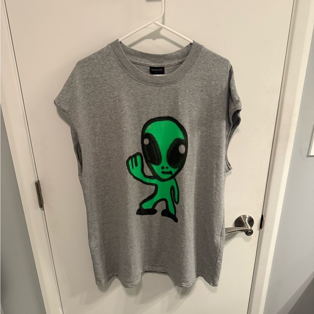 Balenzciaga HI THERE + DRIPLEY SLEEVELESS SHIRT IN HEATHER GREY cut off size XL